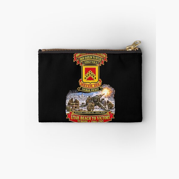 Item preview, 999th Field Artillery Battalion - DUI - Never Die - From Harlem to Hitler - Utah Beach to Victory - Colmar Battle Scene - WWII - 3D - Transparent designed and sold by Military Insignia Products.