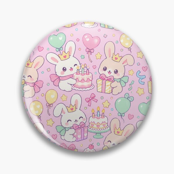 Item preview, Kawaii Birthday Bunny Cake Party Pastel Pattern designed and sold by Soft Berry Studio.
