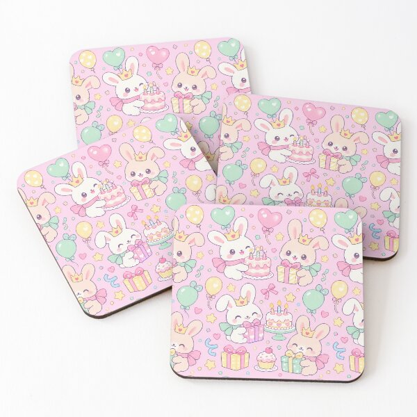 Item preview, Kawaii Birthday Bunny Cake Party Pastel Pattern designed and sold by Soft Berry Studio.