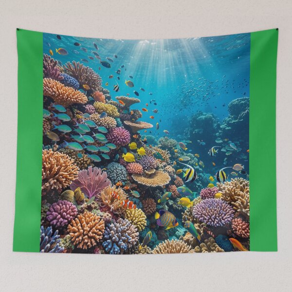 Item preview, Coral reef with many colorful fish designed and sold by Mente Creativa.