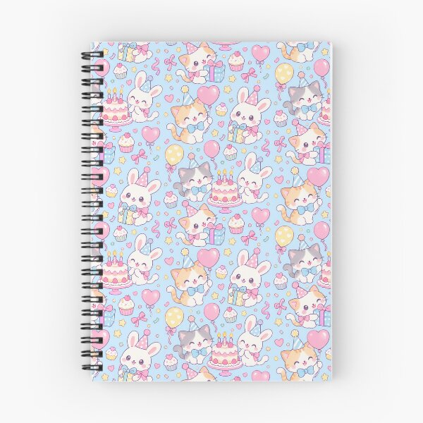 Item preview, Kawaii Birthday Cat and Bunny Best Friends Pastel Pattern designed and sold by Soft Berry Studio.