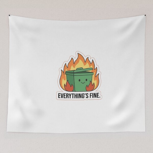 Item preview, Dumpster Fire Everything's Fine Sarcastic Humor Sticker Design.  designed and sold by Gopal Verma.
