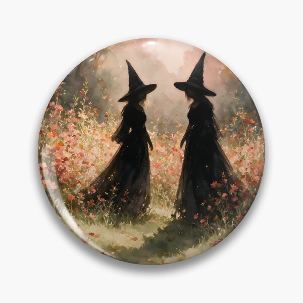 Item preview, Autumn Witches in a Wildflower Garden Watercolor designed and sold by soulfulpalette.