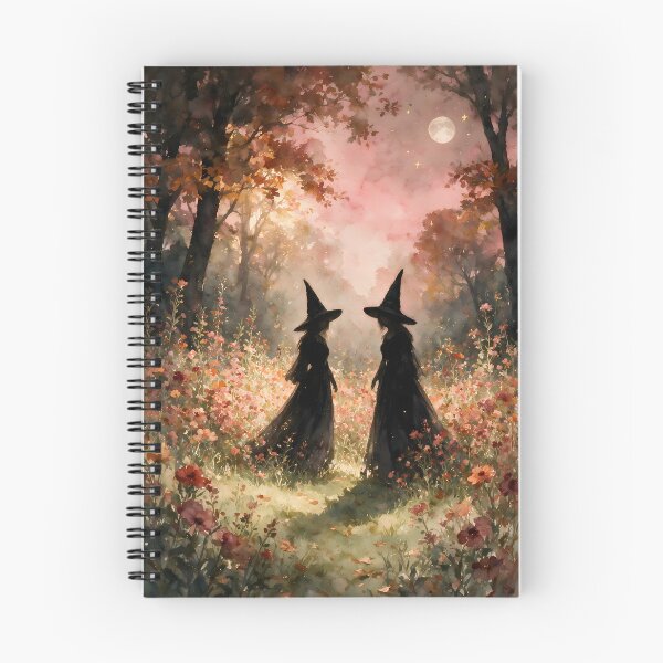 Item preview, Autumn Witches in a Wildflower Garden Watercolor designed and sold by soulfulpalette.
