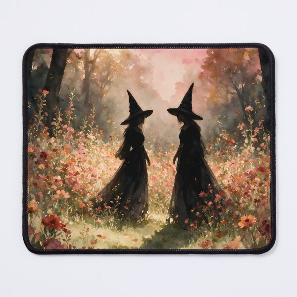 Item preview, Autumn Witches in a Wildflower Garden Watercolor designed and sold by soulfulpalette.