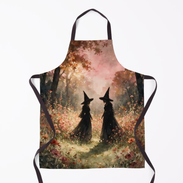 Item preview, Autumn Witches in a Wildflower Garden Watercolor designed and sold by soulfulpalette.
