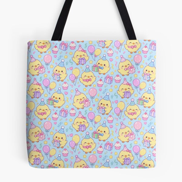Item preview, Kawaii Birthday Chick Gift Pattern with Balloons and Presents designed and sold by Soft Berry Studio.