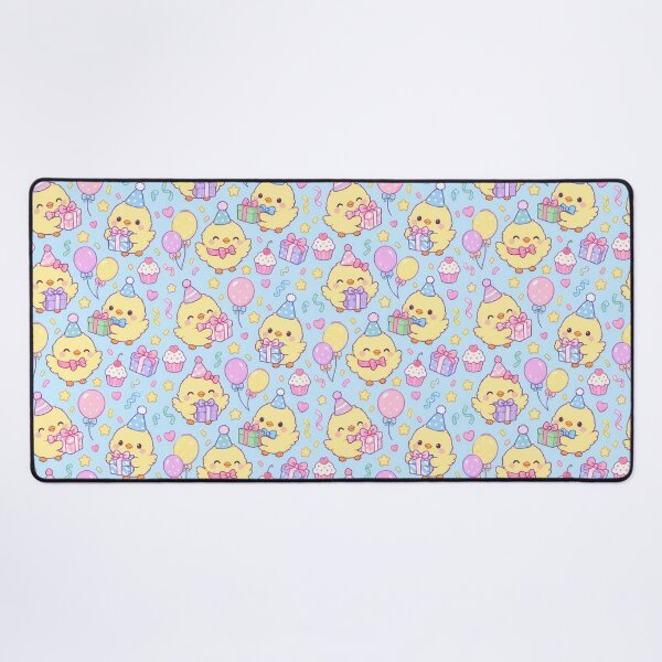 Item preview, Kawaii Birthday Chick Gift Pattern with Balloons and Presents designed and sold by Soft Berry Studio.