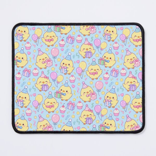 Item preview, Kawaii Birthday Chick Gift Pattern with Balloons and Presents designed and sold by Soft Berry Studio.