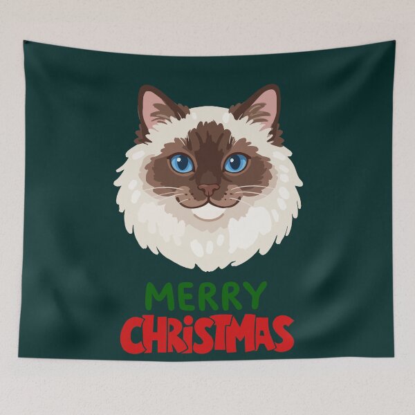 Item preview, Cute Ragdoll Cat Merry Christmas Holiday Art designed and sold by stormk10.