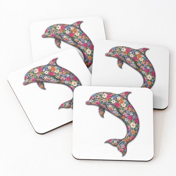 Item preview, Dolphin | Colorful Floral Ocean Dolphin Art | Ocean Floral Collection designed and sold by Zaru Art Studio.