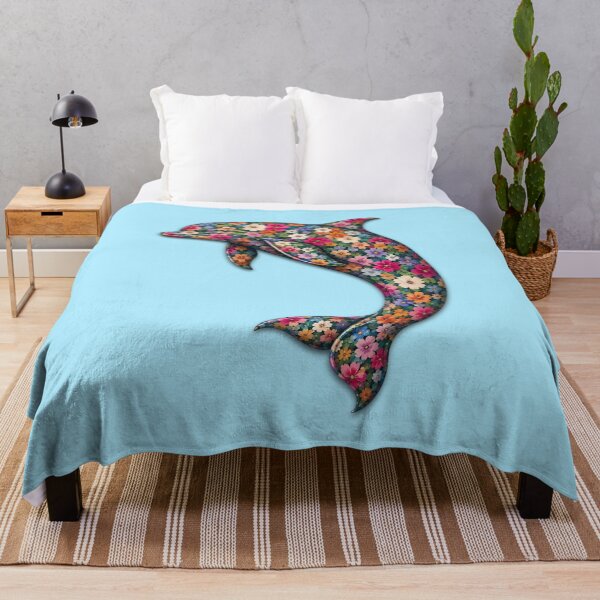 Item preview, Dolphin | Colorful Floral Ocean Dolphin Art | Ocean Floral Collection designed and sold by Zaru Art Studio.