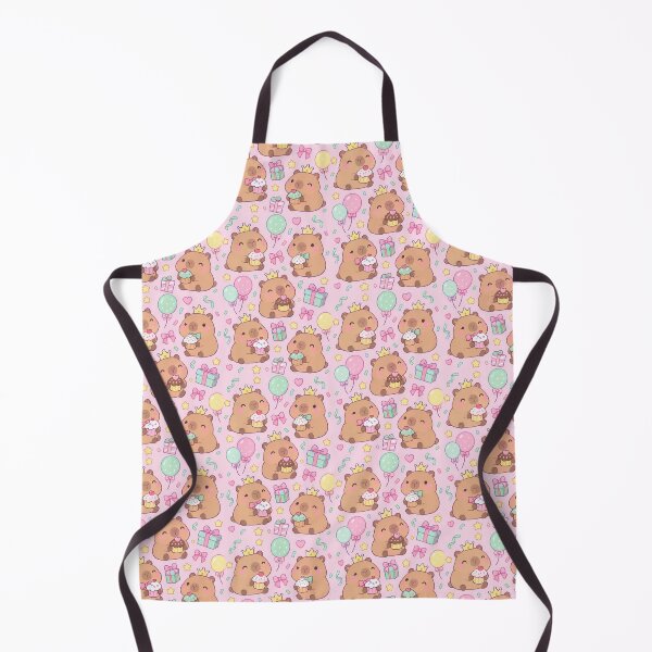 Item preview, Kawaii Birthday Capybara Cupcake Pattern with Gifts and Balloons designed and sold by Soft Berry Studio.