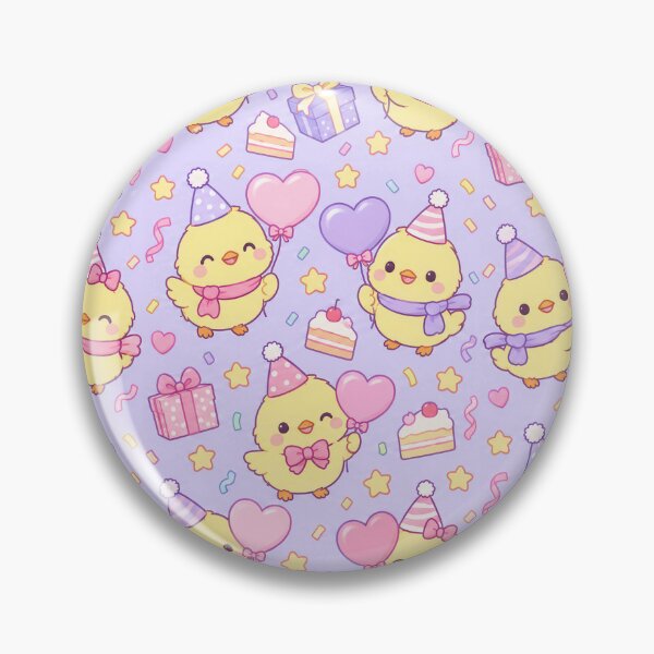 Item preview, Kawaii Birthday Chick Balloon Pattern with Heart Balloons and Gifts designed and sold by Soft Berry Studio.