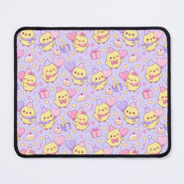 Item preview, Kawaii Birthday Chick Balloon Pattern with Heart Balloons and Gifts designed and sold by Soft Berry Studio.