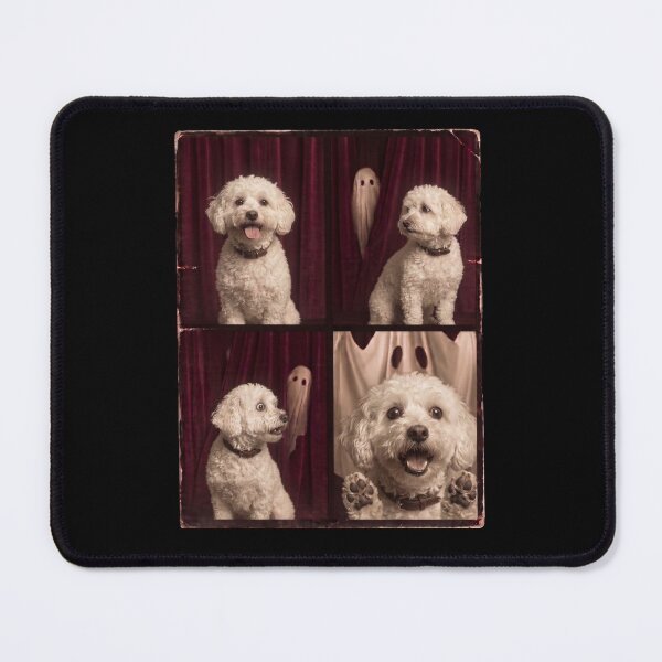 Item preview, Halloween Fluffy Dog Scared Ghost Comic Panels designed and sold by d247.