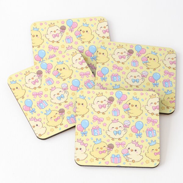 Item preview, Kawaii Birthday Chick Cake Pop Pattern with Gifts and Balloons designed and sold by Soft Berry Studio.