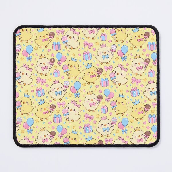 Item preview, Kawaii Birthday Chick Cake Pop Pattern with Gifts and Balloons designed and sold by Soft Berry Studio.
