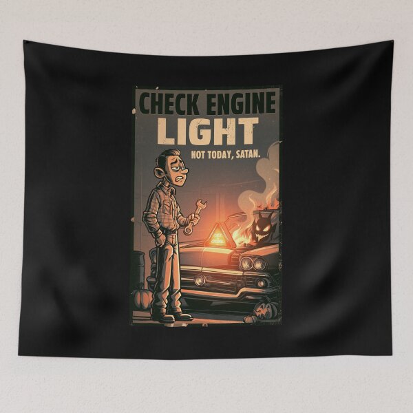 Item preview, Check Engine Light Not Today Satan – Funny Halloween Mechanic designed and sold by DyzioSupply.