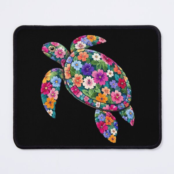 Item preview, Sea Turtle | Colorful Floral Ocean Turtle Art | Ocean Floral Collection designed and sold by Zaru Art Studio.