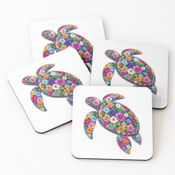 Item preview, Sea Turtle | Colorful Floral Ocean Turtle Art | Ocean Floral Collection designed and sold by Zaru Art Studio.