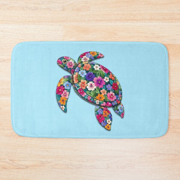 Item preview, Sea Turtle | Colorful Floral Ocean Turtle Art | Ocean Floral Collection designed and sold by Zaru Art Studio.