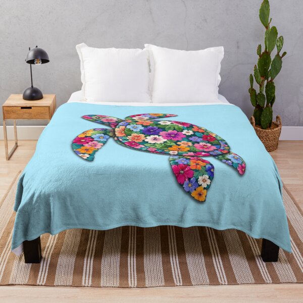 Item preview, Sea Turtle | Colorful Floral Ocean Turtle Art | Ocean Floral Collection designed and sold by Zaru Art Studio.