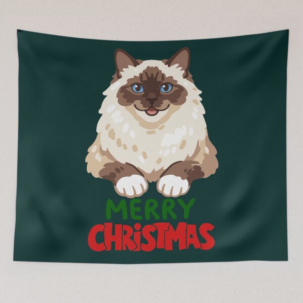 Item preview, Cute Ragdoll Cat Merry Christmas Holiday Art designed and sold by stormk10.