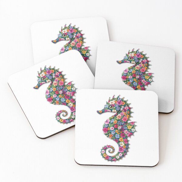 Item preview, Seahorse | Colorful Floral Ocean Seahorse Art | Ocean Floral Collection designed and sold by Zaru Art Studio.