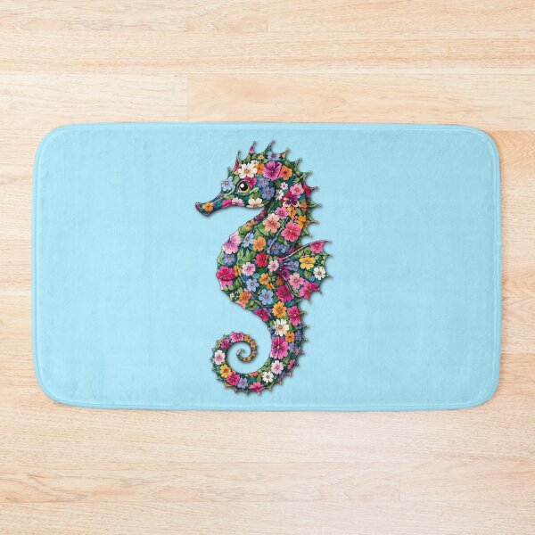 Item preview, Seahorse | Colorful Floral Ocean Seahorse Art | Ocean Floral Collection designed and sold by Zaru Art Studio.