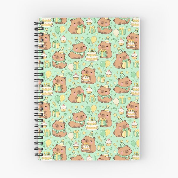 Item preview, Kawaii Birthday Capybara Cake Party Pattern with Gifts and Balloons designed and sold by Soft Berry Studio.