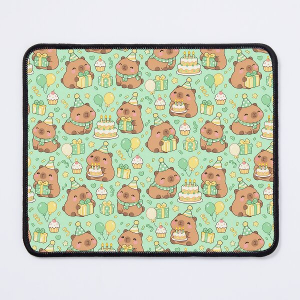 Item preview, Kawaii Birthday Capybara Cake Party Pattern with Gifts and Balloons designed and sold by Soft Berry Studio.