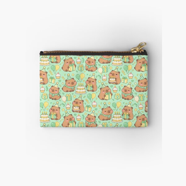 Item preview, Kawaii Birthday Capybara Cake Party Pattern with Gifts and Balloons designed and sold by Soft Berry Studio.