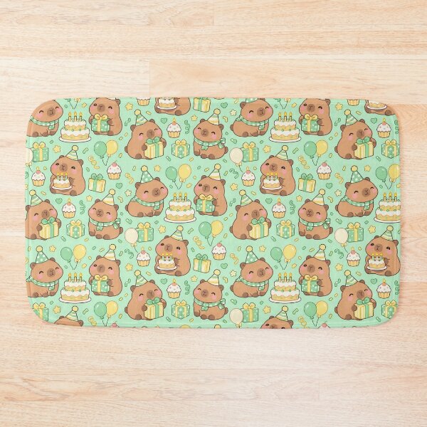 Item preview, Kawaii Birthday Capybara Cake Party Pattern with Gifts and Balloons designed and sold by Soft Berry Studio.