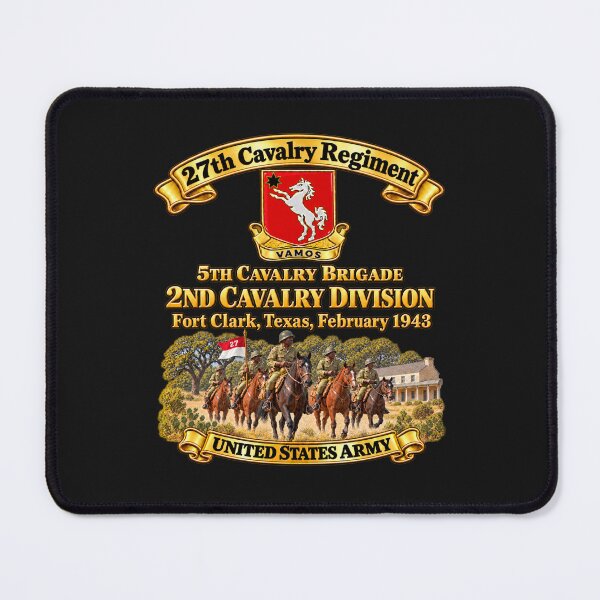 Item preview, 27th Cavalry Regiment - DUI - 5th Brigade, 2nd Cavalry Div - United States Army - w Scene - Ft Clark Texas, Feb 1943 - 3D - Enhanced designed and sold by Military Insignia Products.