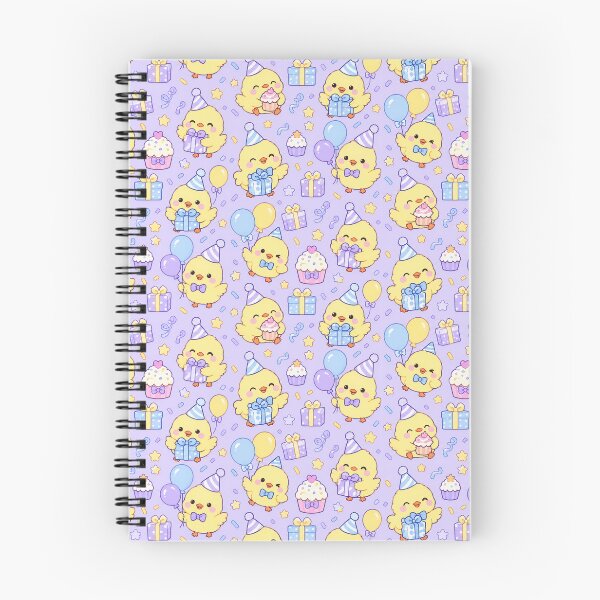 Item preview, Kawaii Birthday Chick Gift Party Pattern with Balloons and Cupcakes designed and sold by Soft Berry Studio.