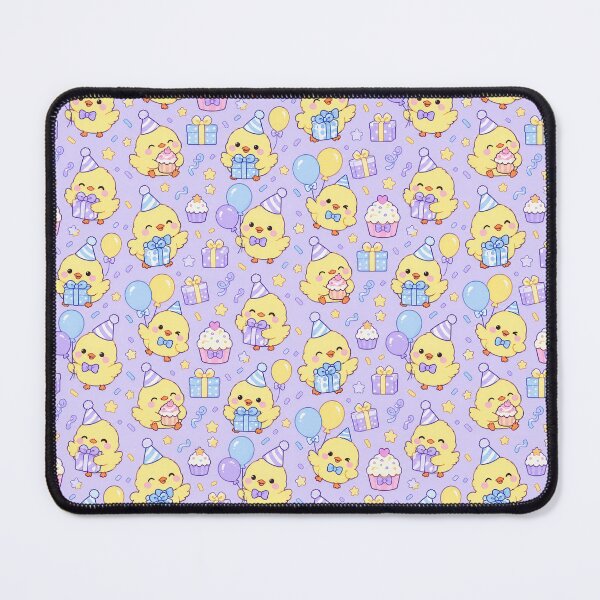 Item preview, Kawaii Birthday Chick Gift Party Pattern with Balloons and Cupcakes designed and sold by Soft Berry Studio.