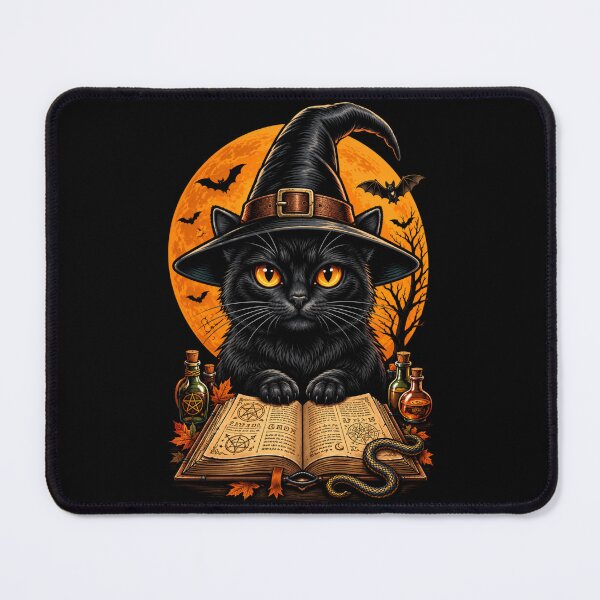 Item preview, Mystical Black Cat Witch Grimoire Halloween Magic Art designed and sold by LOL-N-LIFESTYLE.