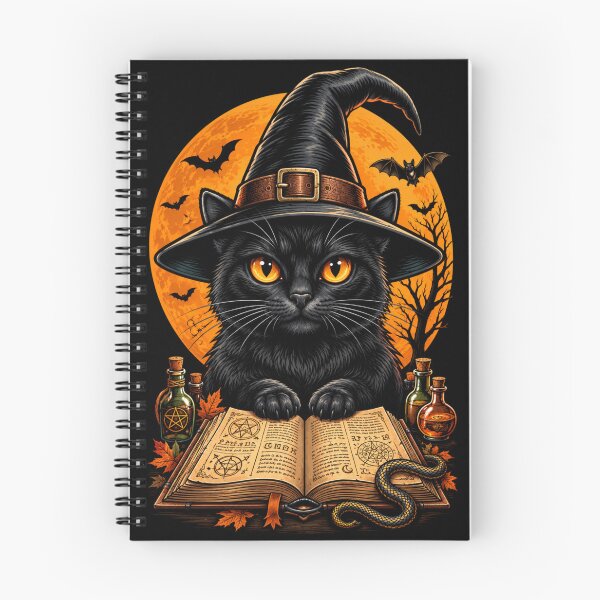 Item preview, Mystical Black Cat Witch Grimoire Halloween Magic Art designed and sold by LOL-N-LIFESTYLE.