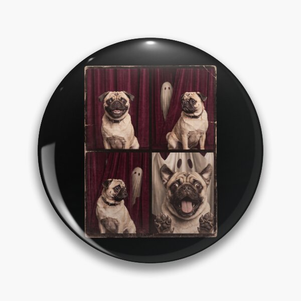 Item preview, Funny Pug Scared by Ghost Halloween Comic designed and sold by d247.