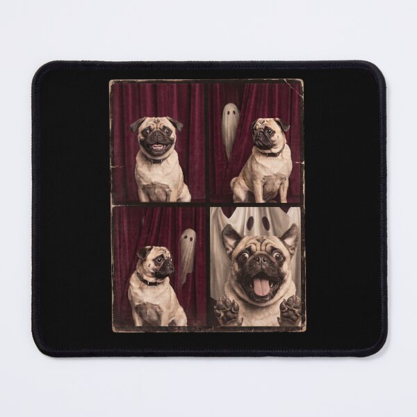 Item preview, Funny Pug Scared by Ghost Halloween Comic designed and sold by d247.