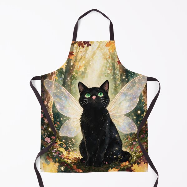 Item preview, Black Cat Fairy in Enchanted Autumn Forest Watercolor designed and sold by soulfulpalette.