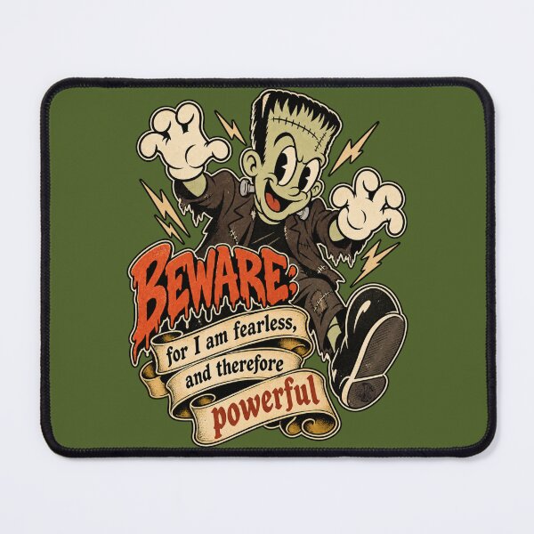 Item preview, Frankenstein Fearless & Powerful | Vintage 1930s Cartoon Parody Mary Shelley Quote designed and sold by Preston Meyers Designs.