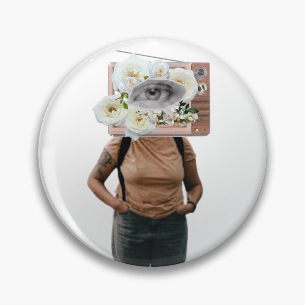 Item preview, Vintage TV Head Floral Collage Surreal Art - Vintage Television Rose Eye designed and sold by The Lady Goblin's Goods.