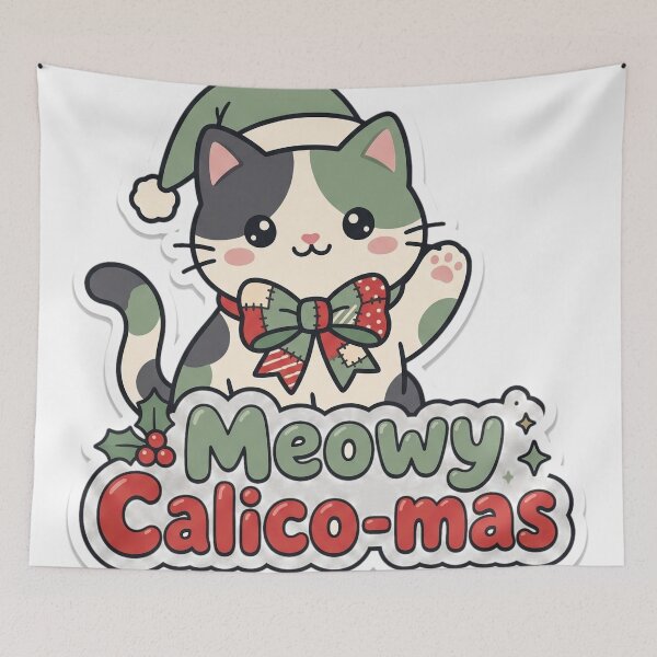 Item preview, Calico Cat Christmas Meowy Calico-mas Gift designed and sold by Soft Merch.