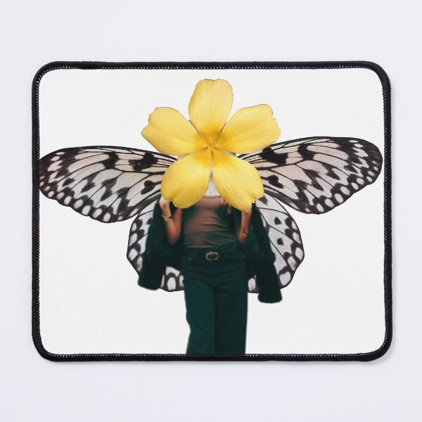 Item preview, Yellow Flower Butterfly Wings Collage - Surreal Nature Botanical Art designed and sold by The Lady Goblin's Goods.