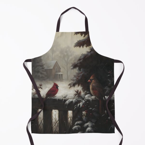 Item preview, Gothic Winter Red Cardinal Birds On Fence Painting designed and sold by DarkHolyQueen.