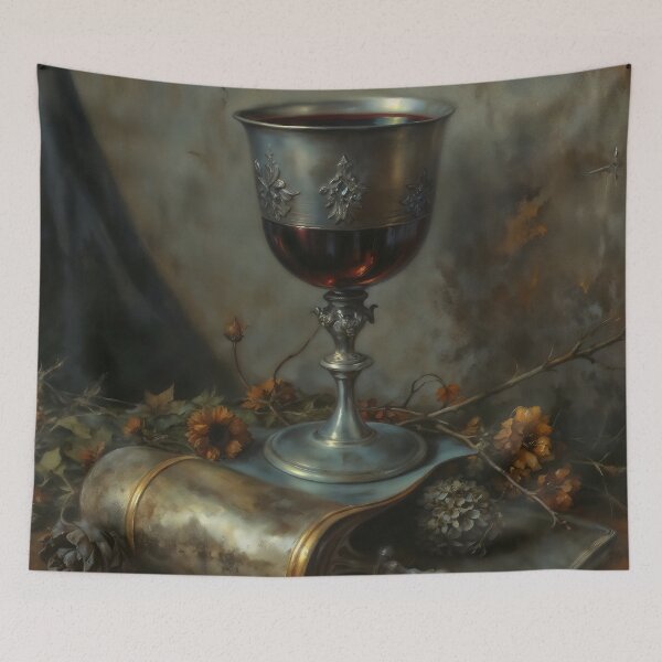 Item preview, Gothic Silver Chalice And Ancient Scroll Painting designed and sold by DarkHolyQueen.