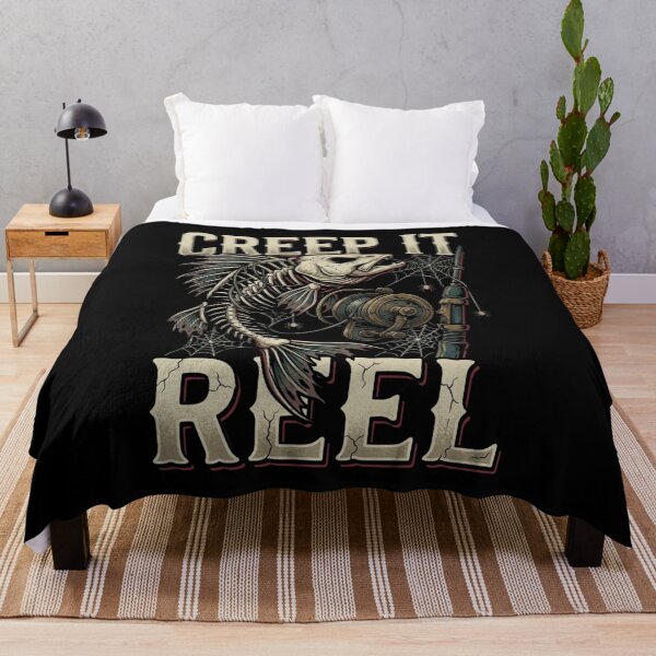 Item preview, Creep It Reel Funny Halloween Skeleton Fishing Design Fishing T-shirt Gift designed and sold by Scribe2Vibe.