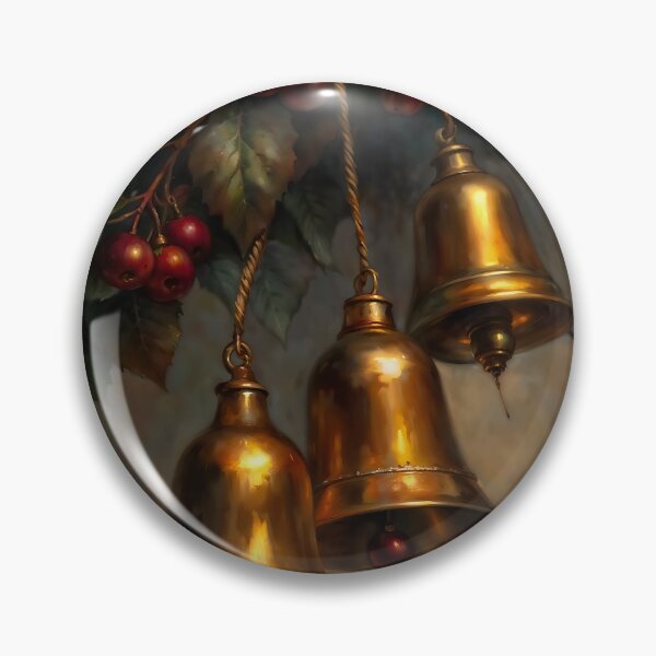 Item preview, Gothic Golden Christmas Bells Holly Berries Painting designed and sold by DarkHolyQueen.